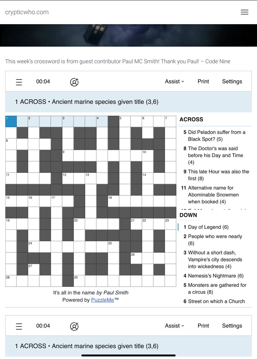 UncleBeard1978's tweet photo. This week’s #DoctorWho crossword is about STORY TITLES by guest contributor @WonderfulBooks ! Check it out at #CrypticWho https://t.co/x5gKJvlK08 https://t.co/I9QE2HJRBa