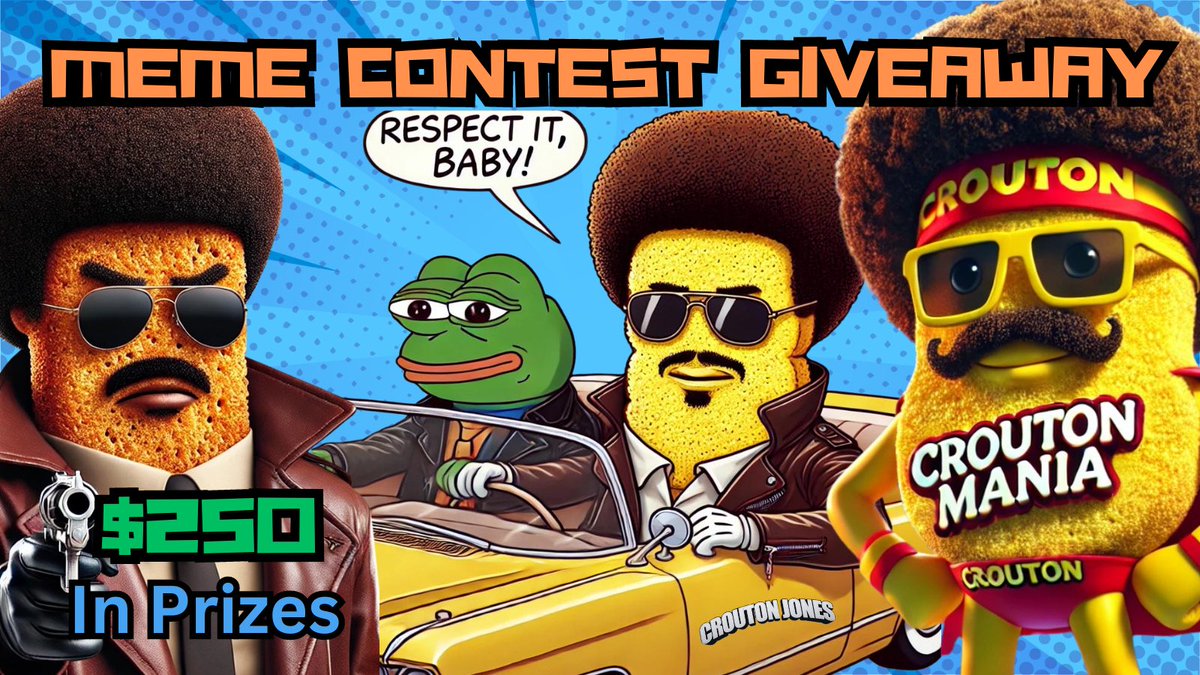 Crouton Jones (@croutonjonescjt) on Twitter photo π¨ MEME CONTEST GIVEAWAY: CROUTON JONES EDITION π¨
π° $250 in prizes for 3 creative winners!
Think youβve got the meme game on lock? Time to prove it and walk away with some CJT cash!
π» How to Enter:
1οΈβ£ Follow @CroutonJonesCTO , <a href="/Web3_whirl/">WEB3WHIRLπ₯·</a> , and @SAM_D_100
2οΈβ£ Like, RT, and π¨ MEME CONTEST GIVEAWAY: CROUTON JONES EDITION π¨
π° $250 in prizes for 3 creative winners!
Think youβve got the meme game on lock? Time to prove it and walk away with some CJT cash!
π» How to Enter:
1οΈβ£ Follow @CroutonJonesCTO , <a href="/Web3_whirl/">WEB3WHIRLπ₯·</a> , and @SAM_D_100
2οΈβ£ Like, RT, and