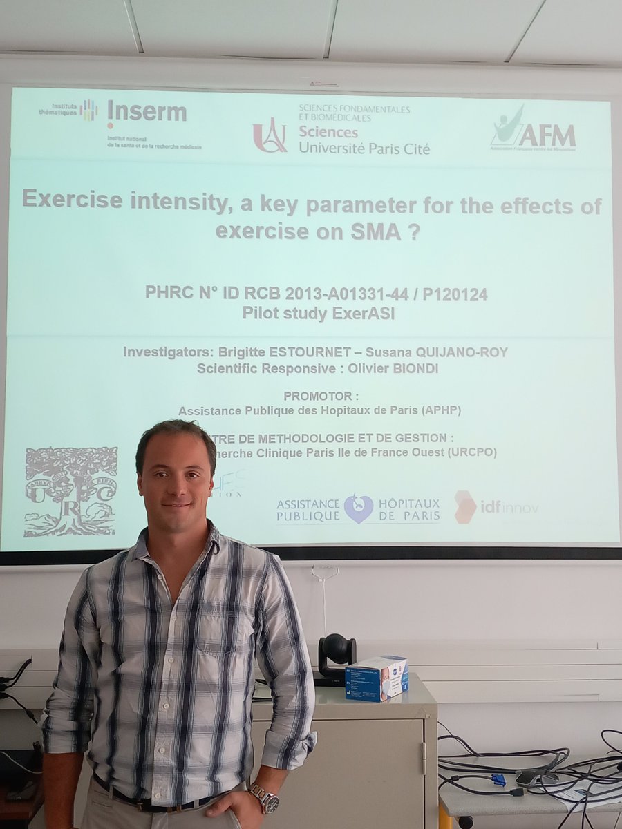 Yesterday at <a href="/LIBM_lab/">LIBM</a> <a href="/Univ_St_Etienne/">Université Jean Monnet Saint-Étienne</a> Olivier Biondi presented his work on exercise intensity as a key parameter for the effects of exercise on SMA patients. Great presentation and interesting discussions.
