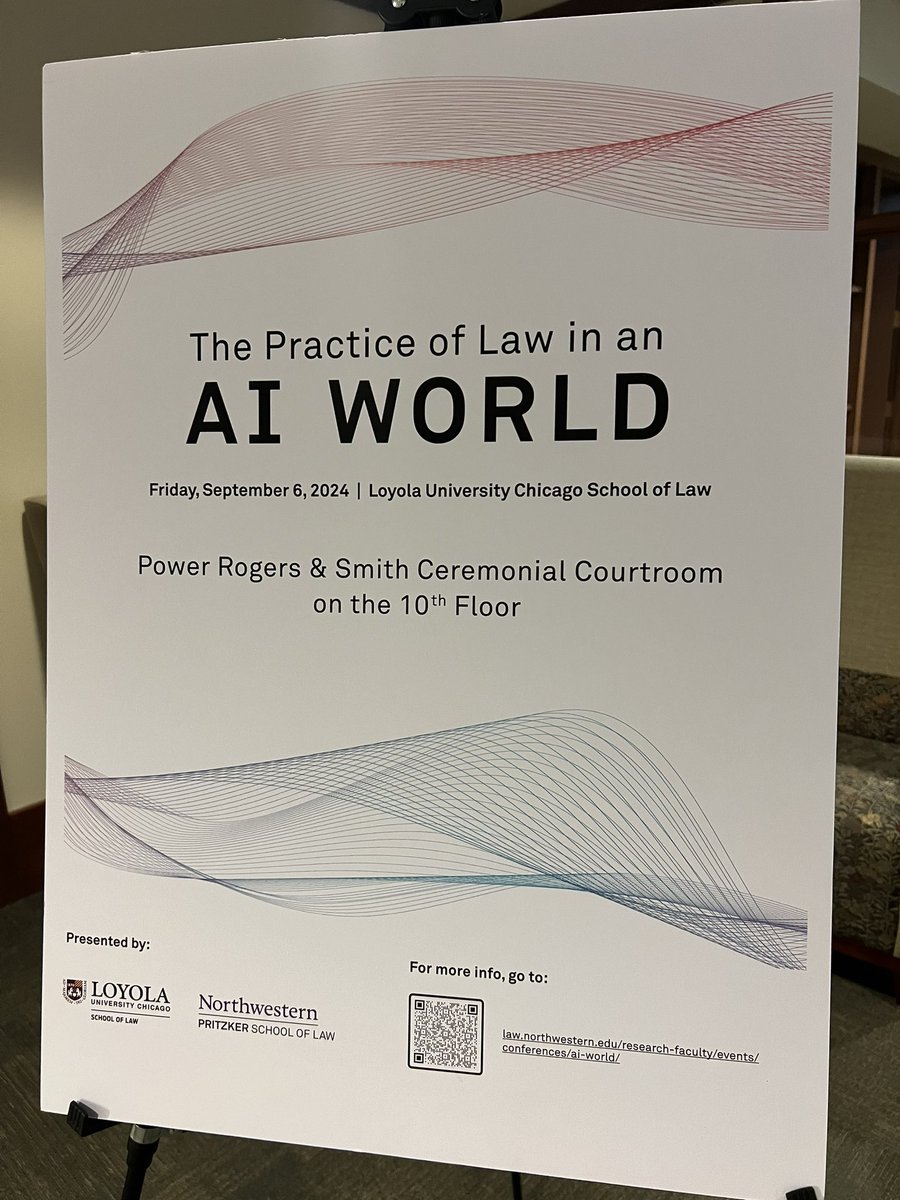 palmerlaw's tweet image. Looking forward a day of engagement &amp;amp; collaboration around #AI for this “The Practice of Law in an AI World” conference hosted by @LoyolaLaw + @NorthwesternLaw 🤖 ⚖️