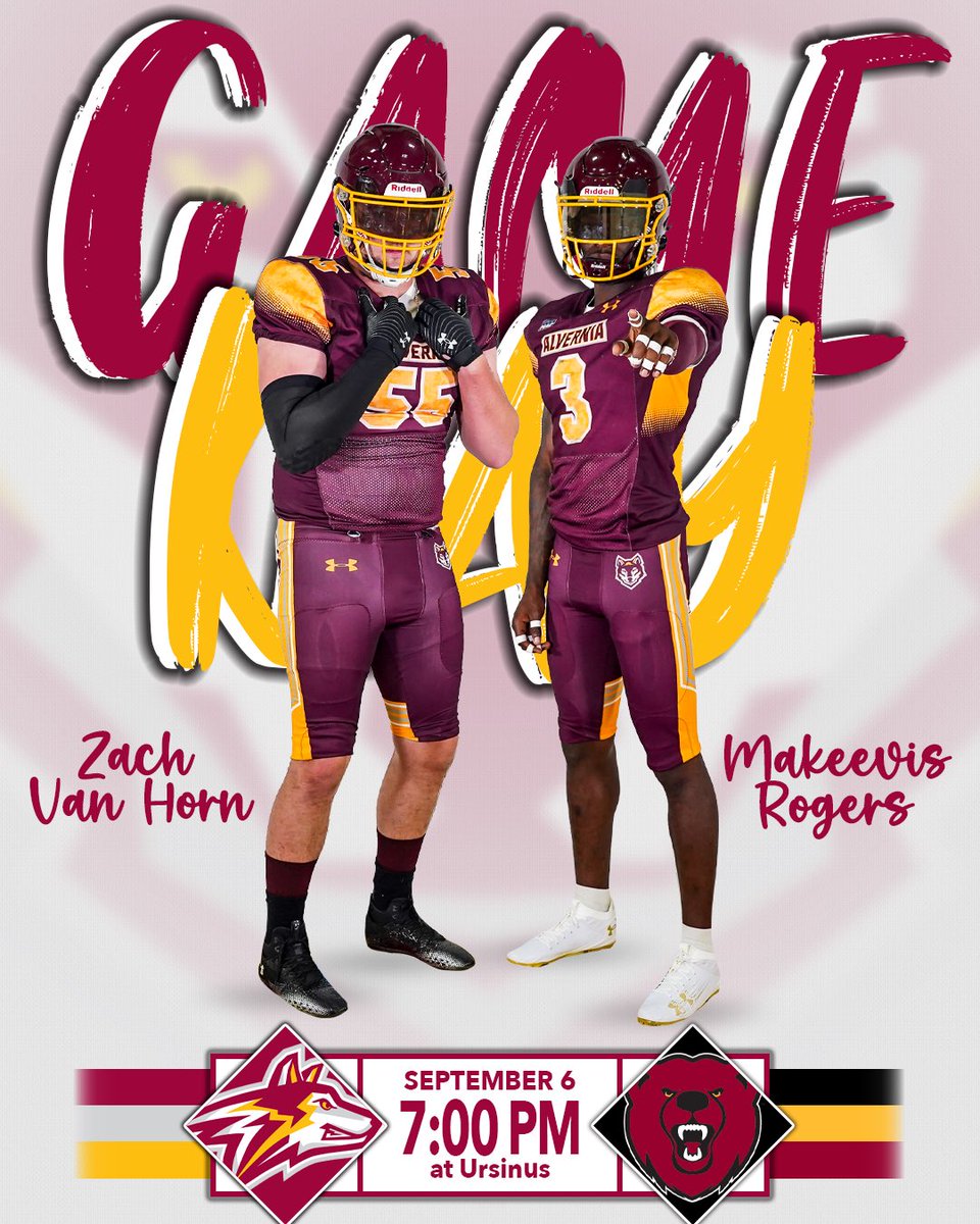 Golden Wolves (@vernathletics) on Twitter photo It’s finally game day for Alvernia Football! The Golden Wolves hit the road tonight to take on Ursinus! It’s finally game day for Alvernia Football! The Golden Wolves hit the road tonight to take on Ursinus!