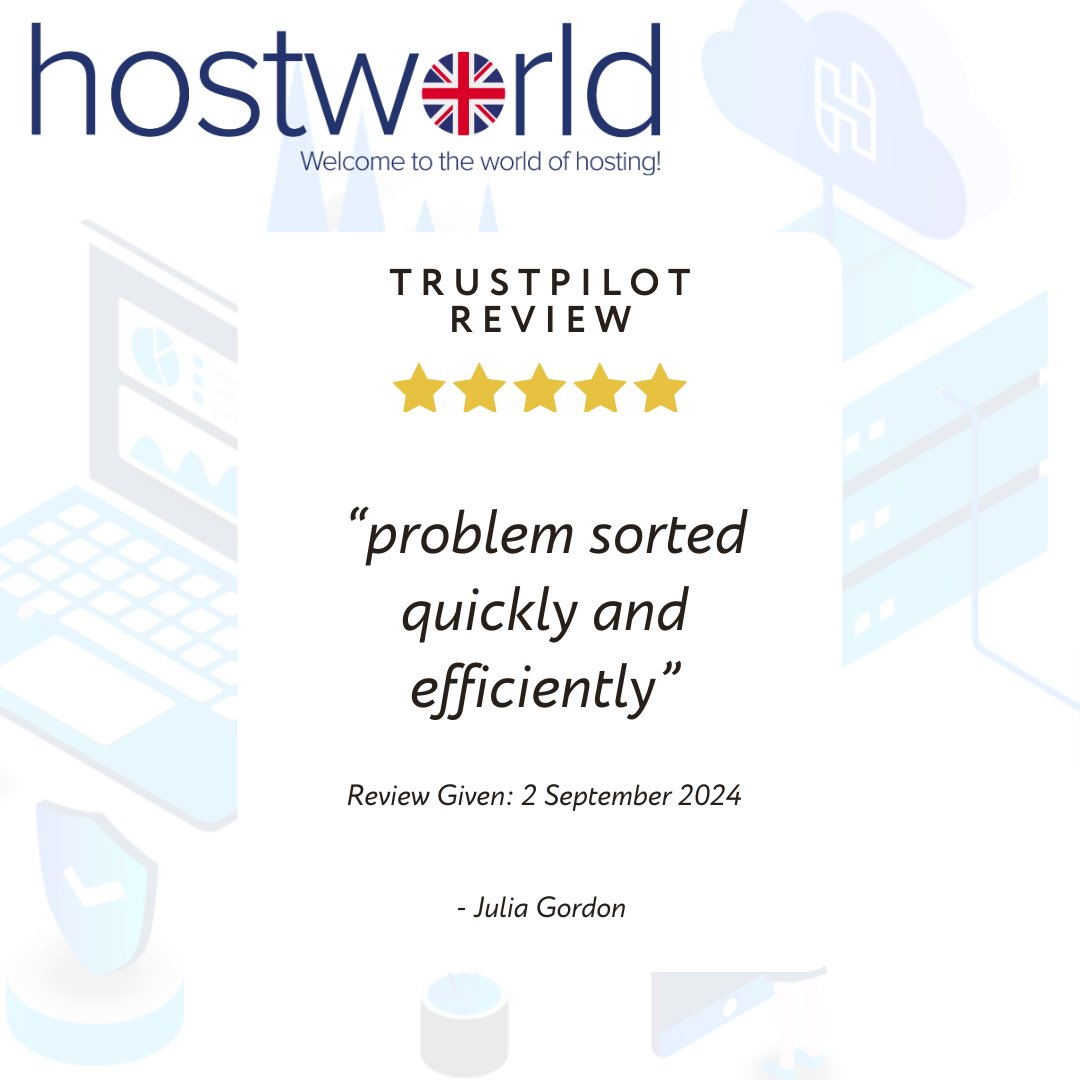 If you have a Technical Support requirement, you want to know you'll be dealt with ASAP. That's certainly Julia's experience with our <a href="/hostworlduk/">hostworld</a> support team. Thanks for the feedback Julia!

#Customerservice #FeedbackFriday #5starreview