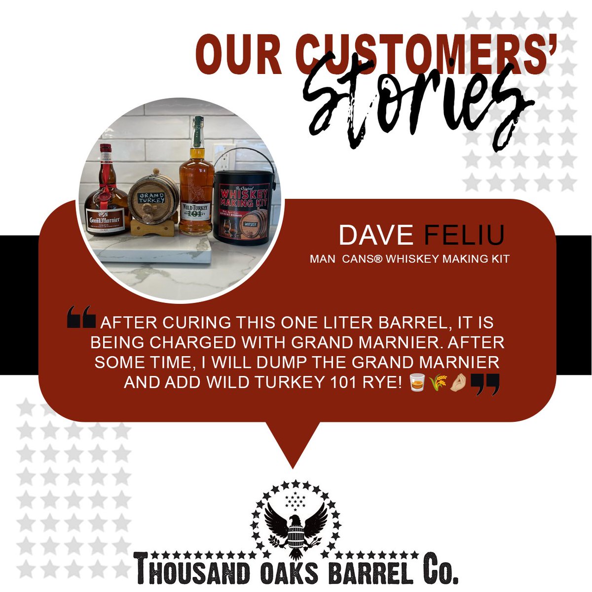1000_OaksBarrel's tweet image. Our customers can't get enough of the versatility of our Man Cans! 🍊🥃 This one-liter barrel is aging Grand Marnier now, with Wild Turkey 101 Rye on deck. What's your next aging project? 1000oaksbarrel.com/oak-barrel-agi… #WhiskeyLovers #ManCans #BarrelAging #CustomerTestimonial