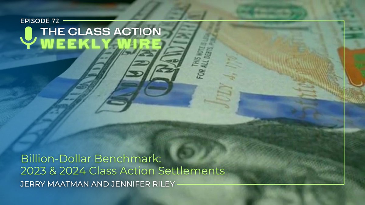 g_maatman's tweet image. The latest installment of our podcast series – the Class Action Weekly Wire – examines the first six months of 2024 settlement numbers in the class action space, and what the emerging trends mean to corporations
blogs.duanemorris.com/classactiondef…