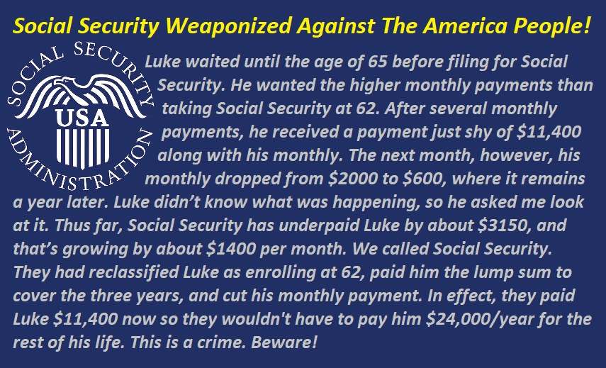 SolarMelt's tweet image. Social Insecurity
Weaponized Against The America People!

#Veterans #GunControl #MAGA #Patriot #Patriots #GreatReset #Gold #Silver #Crypto #BitCoin #Covid #Jab #Vax #WEF #NWO #CFR #Trump #ClimateChange #Genocide #Democide