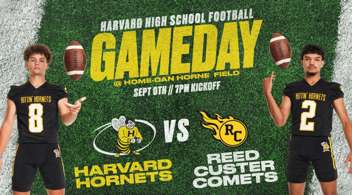 Harvard Athletics (@d50athletics) on Twitter photo It’s Gameday in Harvard! 🐝🐝🐝
Your Hornets take on Reed Custer in our home opener tonight at 7pm!
Special shoutout to <a href="/HigherFocusTeam/">Higher Focus Photography</a> for these incredible photos of our Hornet athletes!
#HornetStrong
#GoHornets It’s Gameday in Harvard! 🐝🐝🐝
Your Hornets take on Reed Custer in our home opener tonight at 7pm!
Special shoutout to <a href="/HigherFocusTeam/">Higher Focus Photography</a> for these incredible photos of our Hornet athletes!
#HornetStrong
#GoHornets