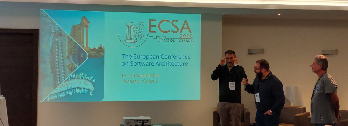 Paris Avgeriou (@pavgeriou) on Twitter photo All good things come to an end and so <a href="/ECSACONF/">ECSA 2024</a> 2024 is over. Many thanks to <a href="/Elena___Navarro/">Elena Navarro</a>, Elisa, <a href="/pscand/">Patrizia Scandurra</a> and Matthias for an amazing job.
See you all next year in beautiful Cyprus All good things come to an end and so <a href="/ECSACONF/">ECSA 2024</a> 2024 is over. Many thanks to <a href="/Elena___Navarro/">Elena Navarro</a>, Elisa, <a href="/pscand/">Patrizia Scandurra</a> and Matthias for an amazing job.
See you all next year in beautiful Cyprus