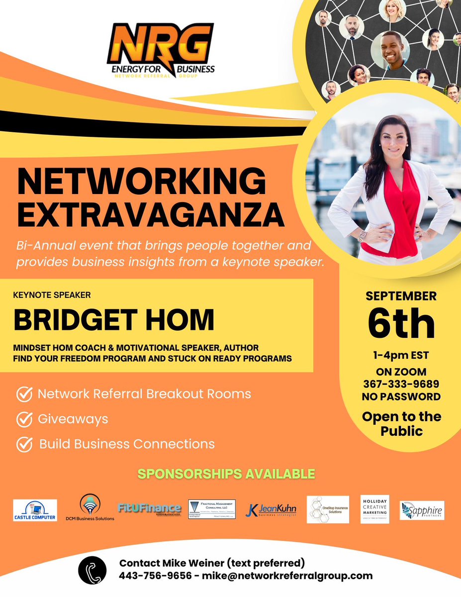 FitUFinance's tweet image. Join me TODAY at 1 pm ET for some FREE virtual Nationwide networking! Reserve your spot here:  lnkd.in/ed3qkmy4 

#freenetworking #smallbusiness #businessconnections #NRG #