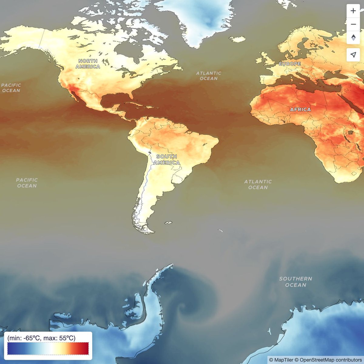 It's #ColorBlindAwarenessDay, so we're sharing this color-blind-friendly weather map made with our SDK. The color ramp displays temperature in a visualization designed to be accessible, even for the ~300 million people with color vision deficiency: maptiler.link/4dRR2hU
