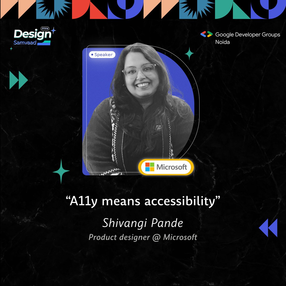 gdg_noida's tweet image. Ever wondered how accessibility (A11y) can elevate your designs and make them truly inclusive? 🤔 

Join us at GDG Noida&apos;s Design Samvaad, where Shivangi Pande, Product Designer at Microsoft, will unravel the power of accessibility in design. 💫 

#GDGNoida #DesignSamvaad #A11y