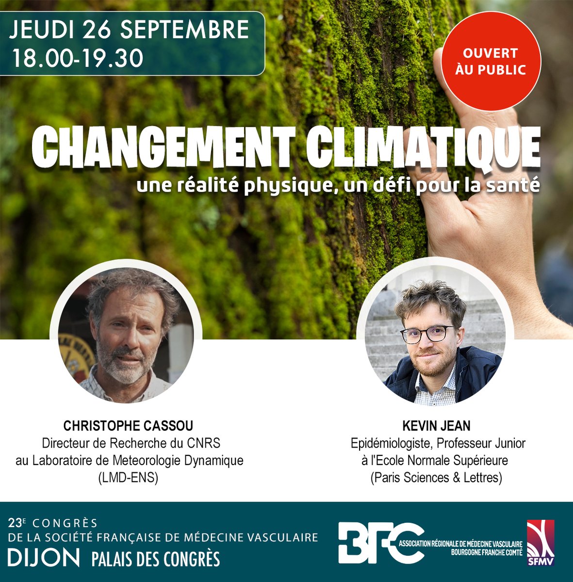 Dans le cadre du 23ème Congrès SFMV, nous vous invitons à débattre autour de l'impact du changement climatique sur la santé avec deux éminents orateurs, jeudi 26 septembre à 18.00 congres.sfmv.fr
