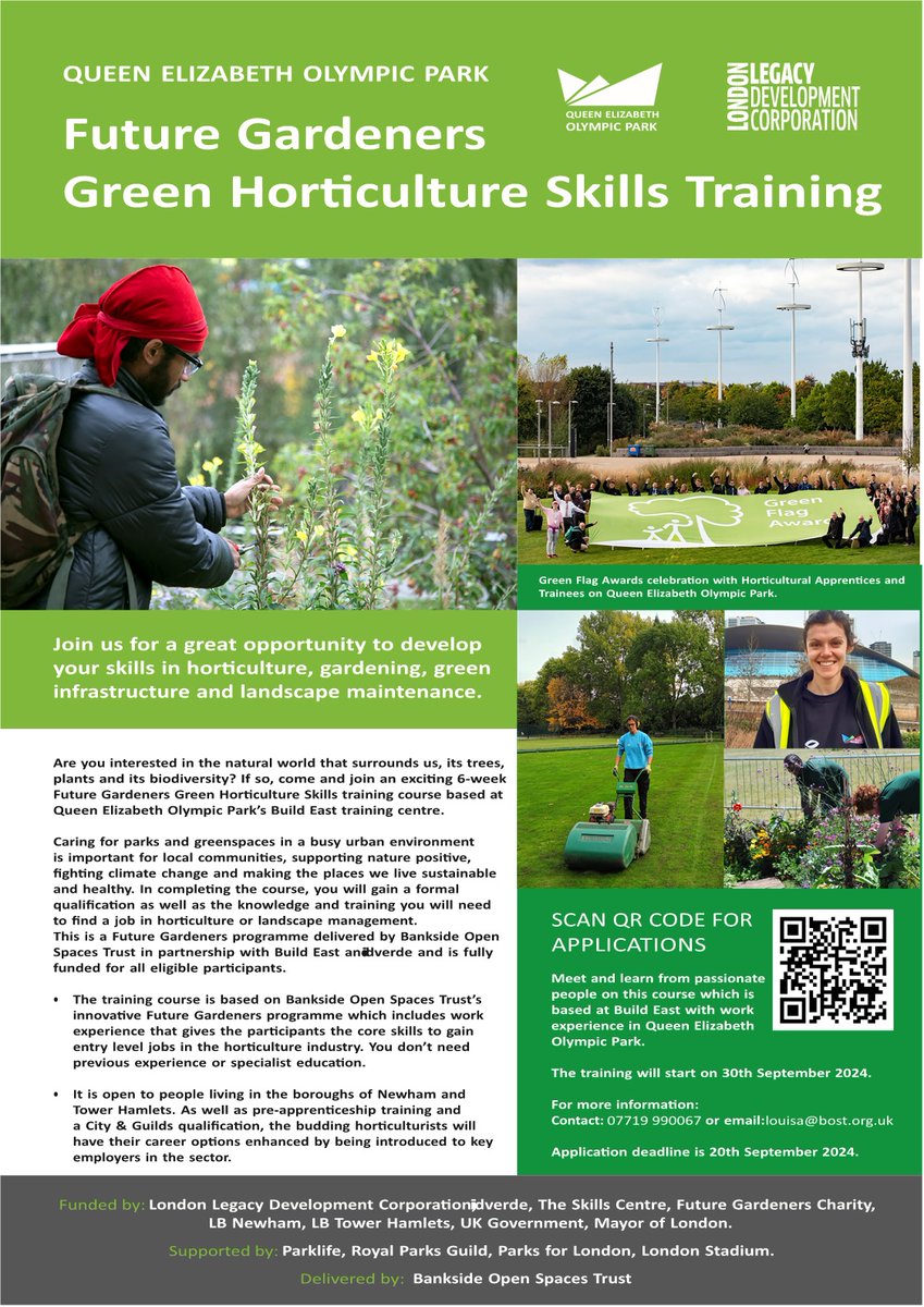 Horticulture course ‘Futures Gardeners’ programme based at the Queen Elizabeth Olympic Park at the Build East Training Centre. <a href="/noordinarypark/">Queen Elizabeth Olympic Park</a> <a href="/LondonLegacy/">London Legacy Development Corporation</a>