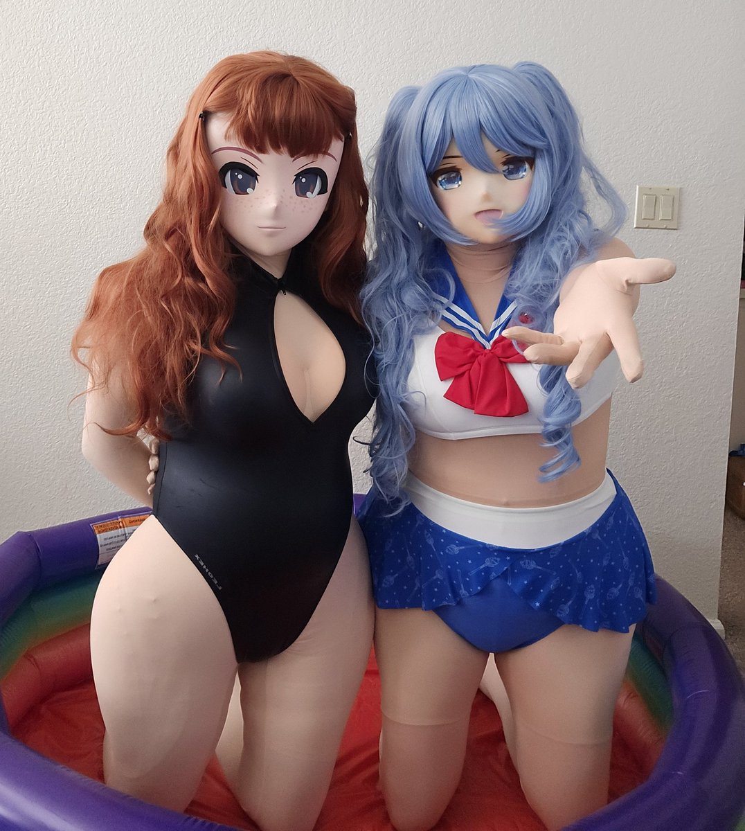 CosmicKigs's tweet photo. 💙 Come join us, won't you? 🤗

With @VikkiOsu 🧡

#kigurumi #animegao #Starlight #Suisei #cute #swimwear #leohex #sailormoon https://t.co/zcUCPIdpOb