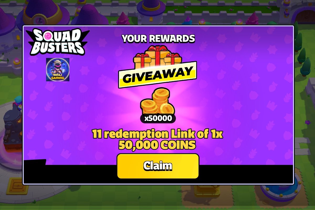 🎉 GIVEAWAY ALERT! 🎉

I'm giving away 11 redemption links for 1x 50,000 COINS in Squad Busters 💰

To enter:
1️⃣ Follow @NifajYT
2️⃣ Like this post  
3️⃣ Retweet
4️⃣ Comment anything below ⬇️

Giveaway ends in 3 days! 
Winners will be contacted via DM. Good luck! 🍀

#SquadBusters