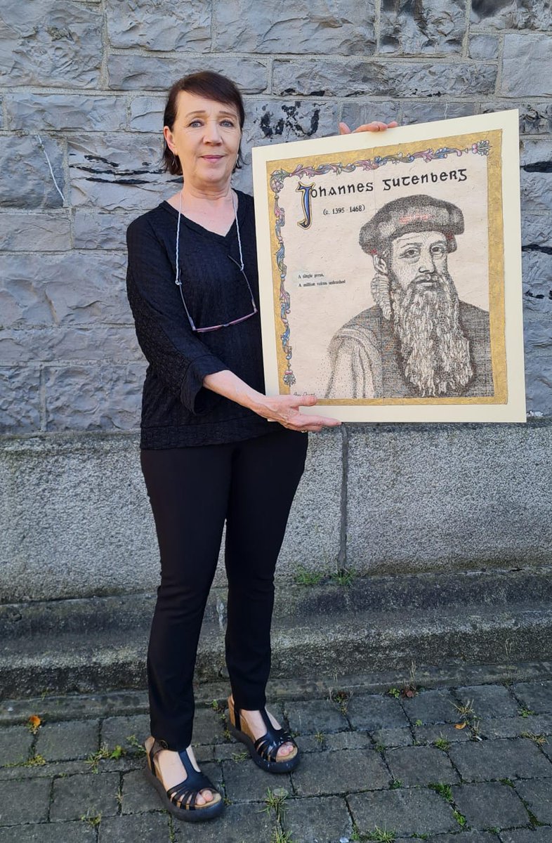Look at this magnificent work! Our immensely talented student, Ann, created this portrait of Johannes Gutenberg, inventor of Letterpress Printing, using a typewriter. She then printed using Irish typeface  from <a href="/NPM/">Nasdaq Private Market</a> collection &amp; painted the edges in the style of Gutenberg's Bible