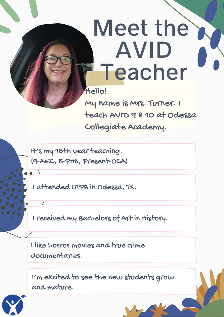 AVID in ACTION (@odtx_avid) on Twitter photo Mrs. Turner, veteran AVID elective teacher is back <a href="/OCAwolves/">Odessa Collegiate Academy</a> <a href="/OCA_AVID/">Odessa Collegiate Academy AVID</a> <a href="/EctorCountyISD/">Ector County ISD</a> Give her a round of applause, Welcome back!! ๐<a href="/AVID4College/">AVID</a> <a href="/Abila_inAVID/">Y. Abila</a> #AVID4ECISD #AVIDImpact #TeamECISD #AVID4Possibility Mrs. Turner, veteran AVID elective teacher is back <a href="/OCAwolves/">Odessa Collegiate Academy</a> <a href="/OCA_AVID/">Odessa Collegiate Academy AVID</a> <a href="/EctorCountyISD/">Ector County ISD</a> Give her a round of applause, Welcome back!! ๐<a href="/AVID4College/">AVID</a> <a href="/Abila_inAVID/">Y. Abila</a> #AVID4ECISD #AVIDImpact #TeamECISD #AVID4Possibility