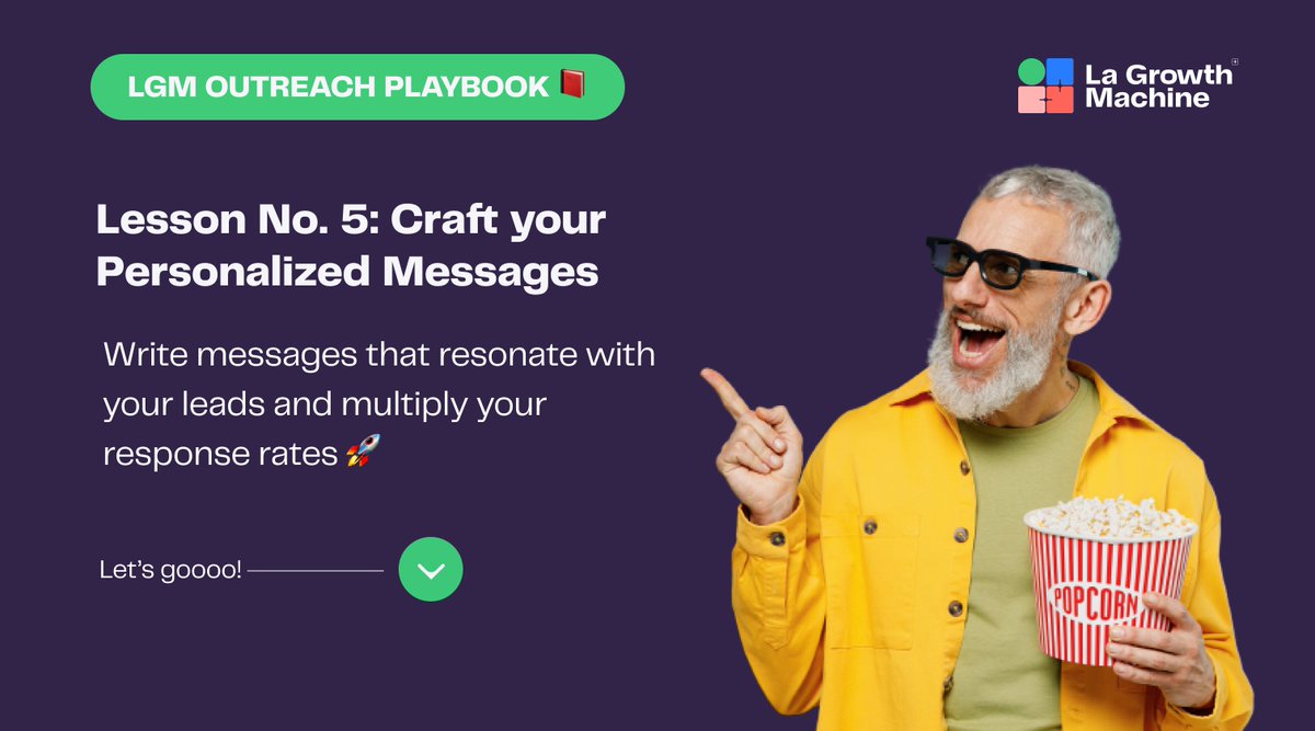 Want your messages to resonate with leads? 💌
Personalization is key!

You segmented your leads: you know their pain points 👌

Learn to: 
👉 Write impactful, personalized messages 
👉 Boost your response rate

Check your LGM Outreach Playbook 👉 lgm.rocks/cs5
#sales