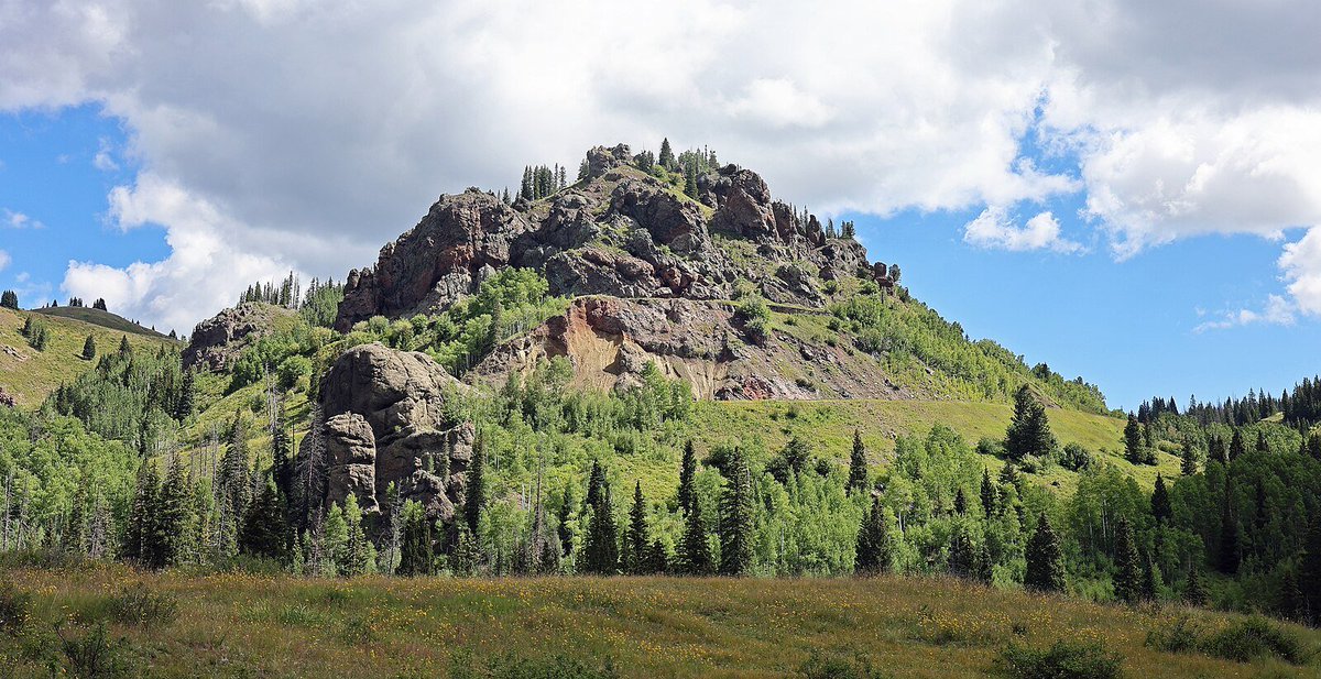 Windy Point, a location along the Cumbres and Toltec Scenic Railway in Conejos County, Colorado, in 1968 (left) and 2024 (right).