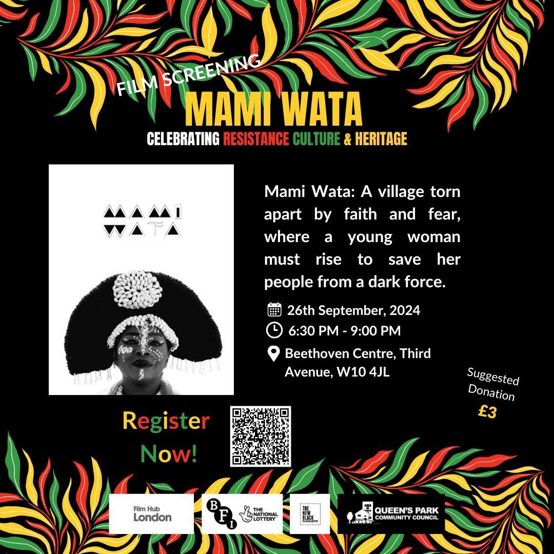 QPCouncil's tweet photo. Our 1st #BlackHistoryMonth film is special!

🎬Join us for Mami Wata, an “economical masterpiece”  according to The New York Times.

Presented by #QPCC &amp; partners

🗓️26th Sept, 6:30-9:00pm 
📍Beethoven Centre

Book now: https://t.co/hB635KhXVX

#ReclaimingNarratives https://t.co/PB1mZHwTHS