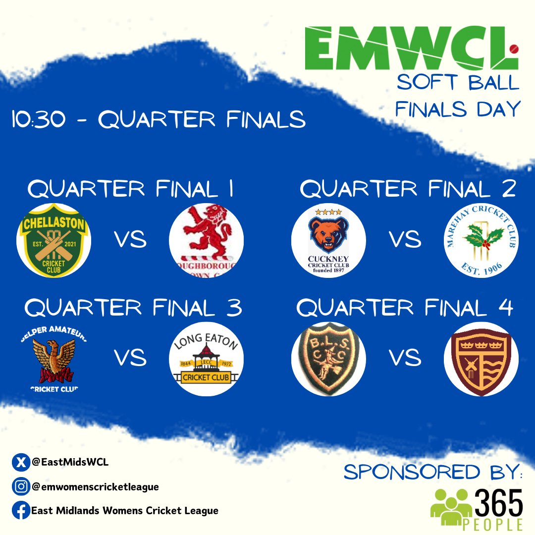EM Womens Cricket League (@eastmidswcl) on Twitter photo πSoftball Finals Day 2024π
This Sunday, we are hosting the Softball Finals Day at <a href="/TrentBridge/">Nottinghamshire CCC</a>!
Good luck to all 8 teams involved this year!
<a href="/ChellastonCC/">Chellaston C.C</a>, <a href="/LoughTownCC/">Loughborough Town</a>, <a href="/cuckneycc/">Cuckney Cricket Club</a>, <a href="/MarehayCC/">Marehay Cricket Club</a>, <a href="/BelperAms/">π½ππ‘π₯ππ§ πΌπ’ππ©ππͺπ§π¨ πΎπΎ</a>, <a href="/LongEatonCC/">LongEatonCC (LECC)</a>, <a href="/BroomleysCC/">BroomLeys Cricket Club</a>, and <a href="/ClowneTownCC/">Clowne Town CC</a> πSoftball Finals Day 2024π
This Sunday, we are hosting the Softball Finals Day at <a href="/TrentBridge/">Nottinghamshire CCC</a>!
Good luck to all 8 teams involved this year!
<a href="/ChellastonCC/">Chellaston C.C</a>, <a href="/LoughTownCC/">Loughborough Town</a>, <a href="/cuckneycc/">Cuckney Cricket Club</a>, <a href="/MarehayCC/">Marehay Cricket Club</a>, <a href="/BelperAms/">π½ππ‘π₯ππ§ πΌπ’ππ©ππͺπ§π¨ πΎπΎ</a>, <a href="/LongEatonCC/">LongEatonCC (LECC)</a>, <a href="/BroomleysCC/">BroomLeys Cricket Club</a>, and <a href="/ClowneTownCC/">Clowne Town CC</a>