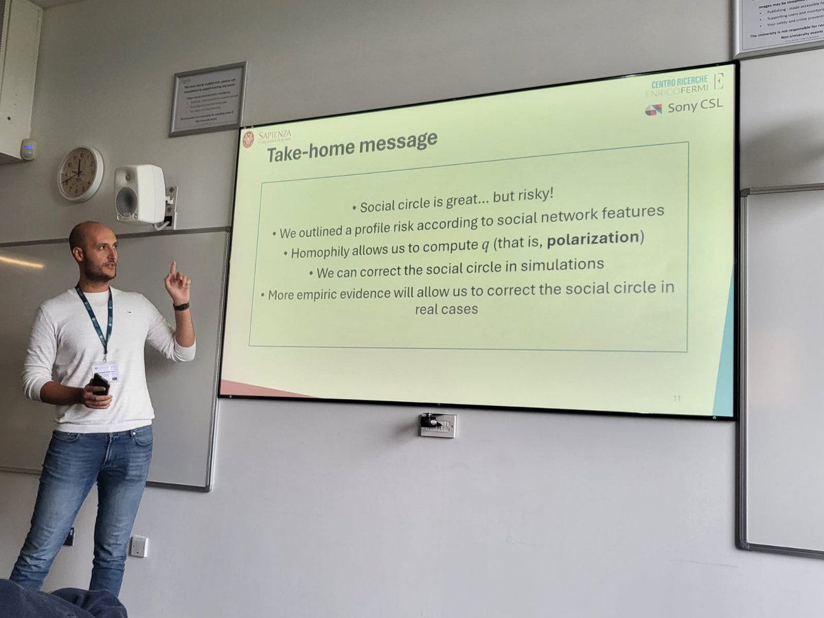 Giovanni Palermo (@92pal) on Twitter photo And it's 2! Finally, I was able to present our latest work at <a href="/ConfCompSys/">Conference on Complex Systems</a> 2024 about social circle polls.
Sometimes, wisdom of the crowds may be misleading... but we have the fix!
<a href="/SonyCSLRome/">Sony CSL (Rome)</a> <a href="/SonyCSLParis/">Sony CSL (Paris)</a> <a href="/cref_official/">Centro Ricerche Enrico Fermi</a> And it's 2! Finally, I was able to present our latest work at <a href="/ConfCompSys/">Conference on Complex Systems</a> 2024 about social circle polls.
Sometimes, wisdom of the crowds may be misleading... but we have the fix!
<a href="/SonyCSLRome/">Sony CSL (Rome)</a> <a href="/SonyCSLParis/">Sony CSL (Paris)</a> <a href="/cref_official/">Centro Ricerche Enrico Fermi</a>