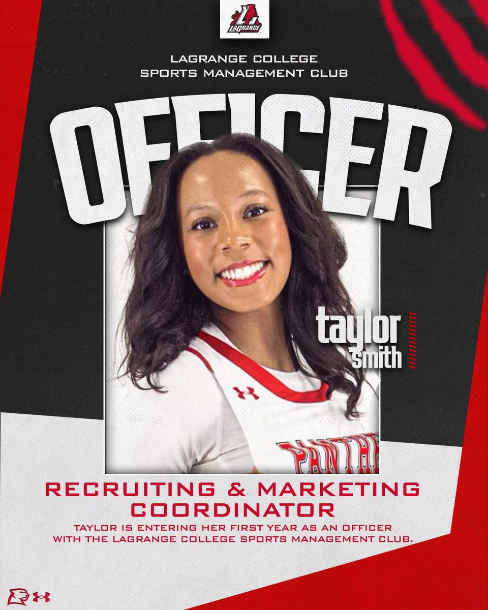 LaGrange College Sports Management Club (@lagrangesmc) on Twitter photo ๐๐๐๐ญ ๐ญ๐ก๐ ๐๐๐๐ข๐๐๐ซ: ๐๐๐ฒ๐ฅ๐จ๐ซ ๐๐ฆ๐ข๐ญ๐ก
Taylor will be serving as Recruiting & Marketing Coordinator for the <a href="/LaGrangeSMC/">LaGrange College Sports Management Club</a> during the 2024-25 academic year! ๐๐๐๐ญ ๐ญ๐ก๐ ๐๐๐๐ข๐๐๐ซ: ๐๐๐ฒ๐ฅ๐จ๐ซ ๐๐ฆ๐ข๐ญ๐ก
Taylor will be serving as Recruiting & Marketing Coordinator for the <a href="/LaGrangeSMC/">LaGrange College Sports Management Club</a> during the 2024-25 academic year!
