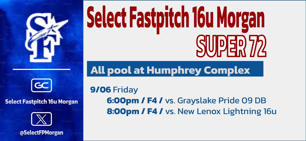 IT'S GAMEDAY!!!  Come watch this super talented team at the Humphrey complex tonight!  6 and 8pm sharp!