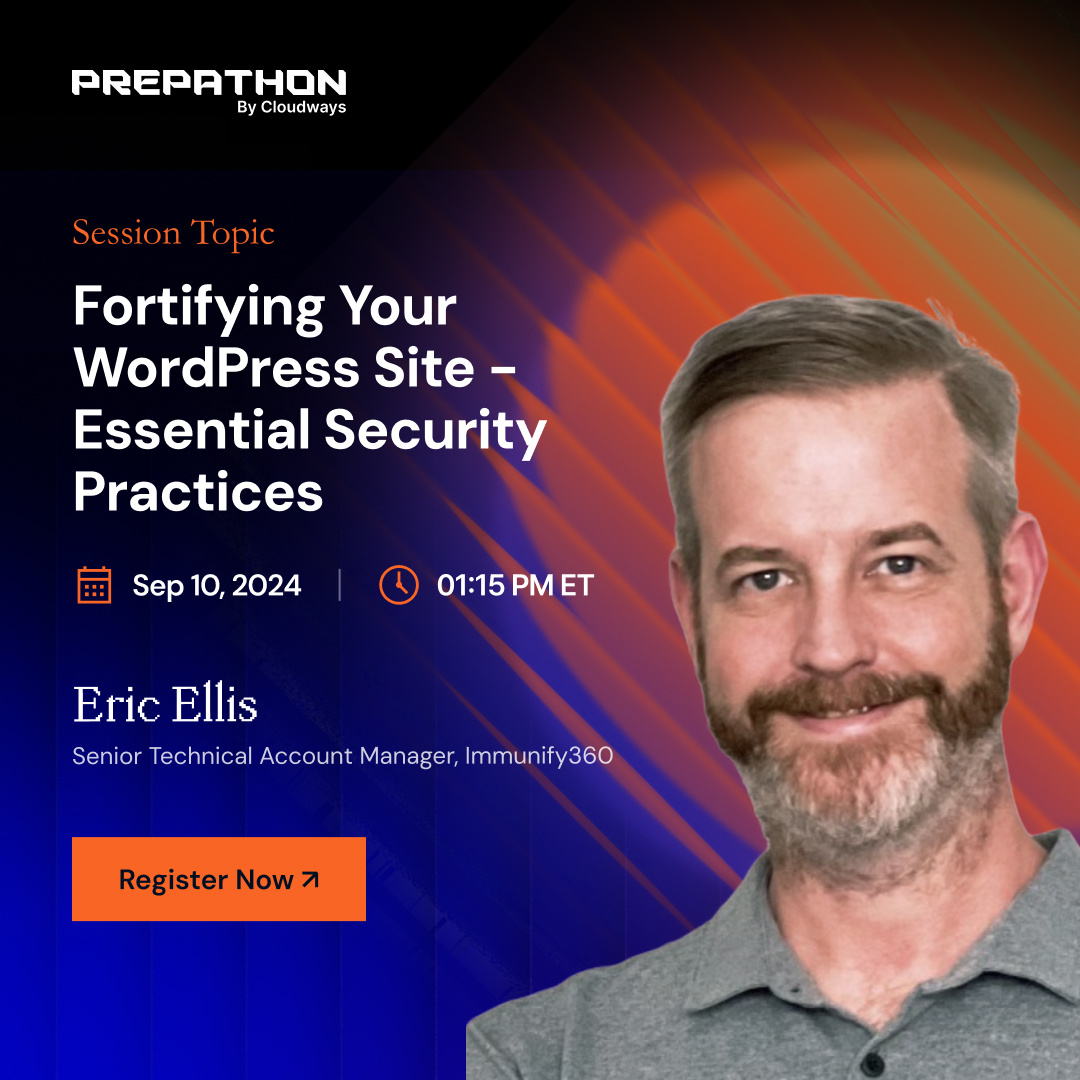 imunify360's tweet photo. 🚨 Just 4 days until #Prepathon2024! Register now!
Catch Eric Ellis from Imunify360 on Sept 10 (1:15-2 PM ET) discussing "Fortifying Your WordPress Site – Essential Security Practices" ⭐
🔗 Register: https://t.co/i2zrT0PH5Q
#WordPress #WebSecurity #Imunify360 #Cloudways https://t.co/ZYptM76bVJ