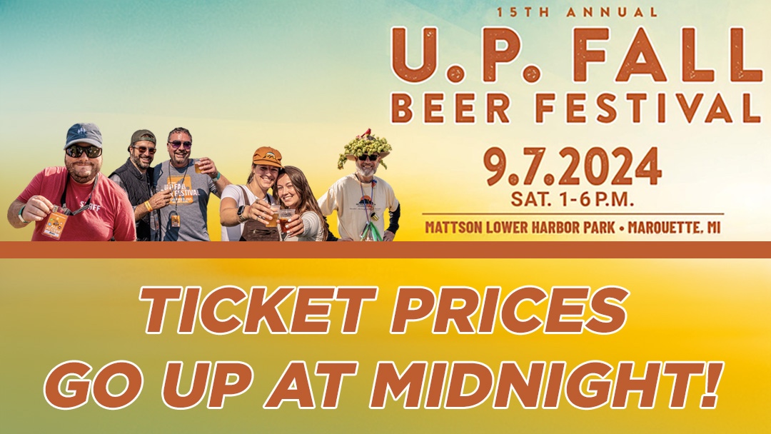 Tomorrow is the day for the best party in the U.P.! 🎉 Make sure to get your tickets before the prices go up to $65 tonight at midnight!🍻

Tickets: bit.ly/4fuBAK5

#UPFBF, #UP, #Marquette, #Fall, #FallBeer, #UPFallBeerFest, #MarquetteBeerFest, #MichiganBrewersGuild