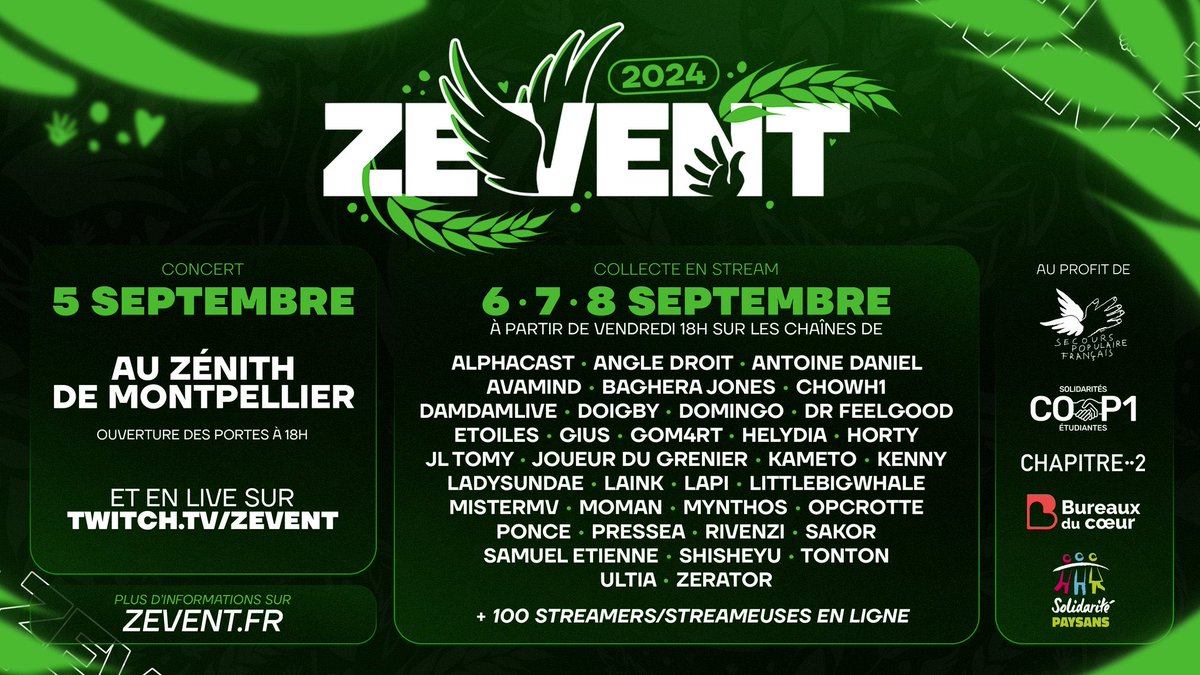 Le week-end de stream du #ZEVENT2024 commence ! Bon week-end aux streamers qui vont tout donner pour qu’il soit une nouvelle fois une réussite.