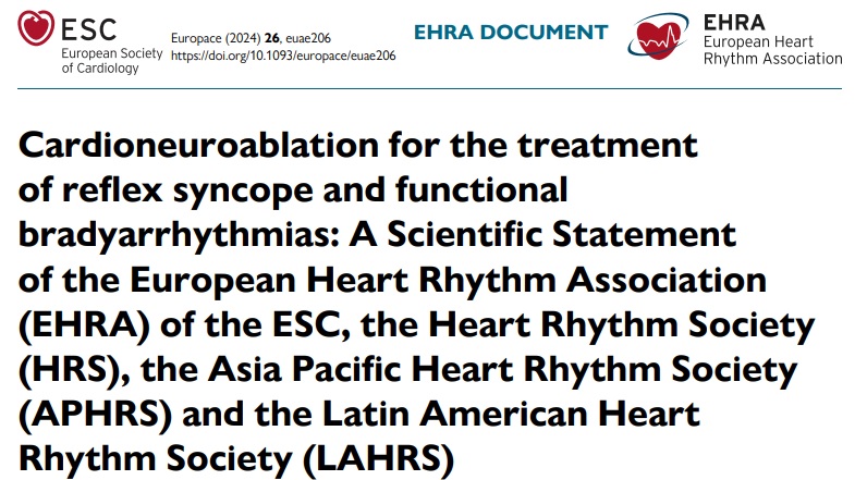 Europace Editor-in-Chief (@europaceeic) on Twitter photo #Europace #Epeeps
👉Cardioneuroablation for reflex syncope🛌 and functional bradyarrhythmias🫀: Statement of #EHRA <a href="/HRSonline/">Heart Rhythm Society</a> <a href="/APHRSOfficial/">APHRS Official</a> <a href="/LAHRSonline1/">LAHRS</a>
📚🔗doi.org/10.1093/europa…
<a href="/GiulioConte9/">Giulio Conte</a> <a href="/FraSantoroMD/">Francesco Santoro, MD, PhD</a> <a href="/marcovitoloMD/">Marco Vitolo Ⓜ️</a> <a href="/AndyZhangMD/">Xiaodong Zhang (Andy), MD, PhD, FHRS, FACC</a> <a href="/Dominik_Linz/">Dominik Linz</a> <a href="/BorianiGiuseppe/">Boriani Giuseppe</a> #Europace #Epeeps
👉Cardioneuroablation for reflex syncope🛌 and functional bradyarrhythmias🫀: Statement of #EHRA <a href="/HRSonline/">Heart Rhythm Society</a> <a href="/APHRSOfficial/">APHRS Official</a> <a href="/LAHRSonline1/">LAHRS</a>
📚🔗doi.org/10.1093/europa…
<a href="/GiulioConte9/">Giulio Conte</a> <a href="/FraSantoroMD/">Francesco Santoro, MD, PhD</a> <a href="/marcovitoloMD/">Marco Vitolo Ⓜ️</a> <a href="/AndyZhangMD/">Xiaodong Zhang (Andy), MD, PhD, FHRS, FACC</a> <a href="/Dominik_Linz/">Dominik Linz</a> <a href="/BorianiGiuseppe/">Boriani Giuseppe</a>