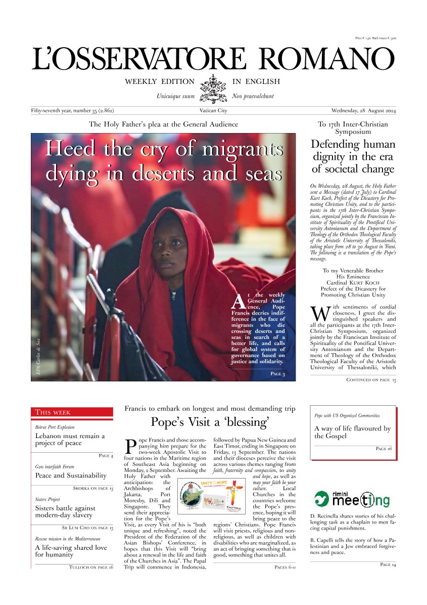 In our recent meeting with Pope Francis, he reminded us of the words of Pope Paul VI who said that "politics is the highest form of charity."  

"A Way of Life Flavoured by the Gospel" was featured on the front page of <a href="/LOsservatoreUSA/">L'Osservatore Romano USA</a>  

osservatoreromano.va/en/news/2024-0…