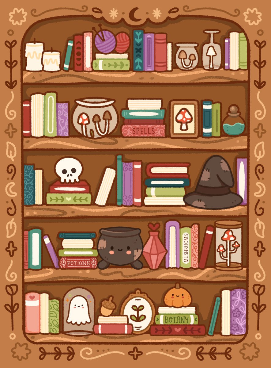 laurelmaeart's tweet image. witches shelves 📚🍂🍄