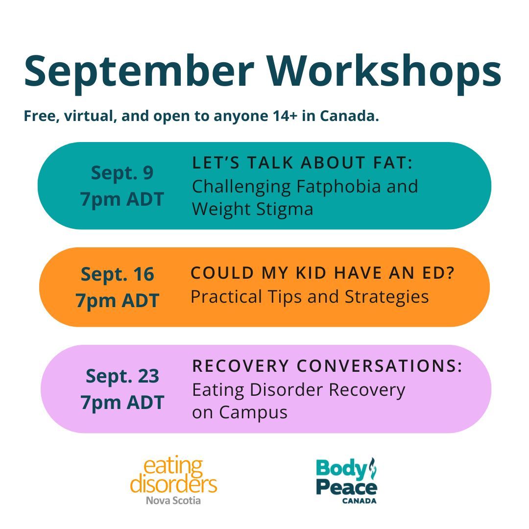 Our September calendar is packed with free, educational workshops! Join us on Mondays at 7 p.m. Atlantic for virtual sessions on a range of important topics. Open to anyone 14+ living in Canada. Register now and don't miss out! Find the events here --&gt; bit.ly/3TmmixA