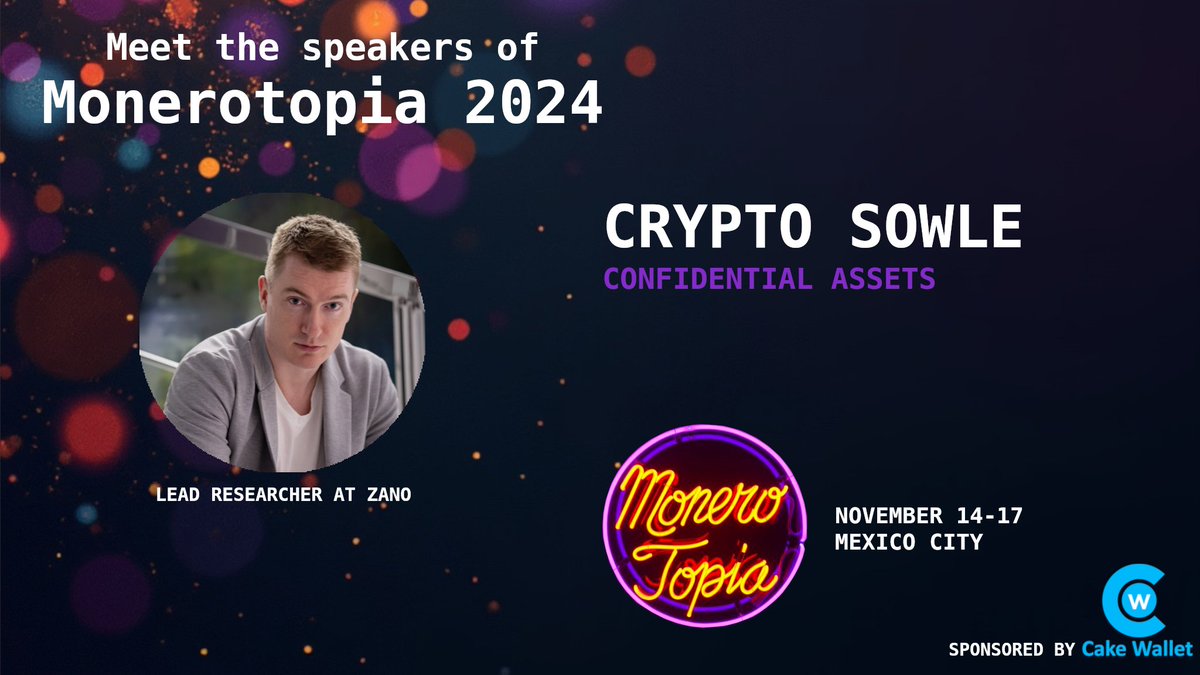 Val "Sowle" <a href="/crypto_sowle/">crypto sowle</a> is the lead researcher at <a href="/zano_project/">Zano</a>.

We are proud to announce Sowle will speak at #MoneroTopia24. His talk will be centered around Confidential Assets. 🤫

Join us this November, in Mexico City! 
monerotopia.com