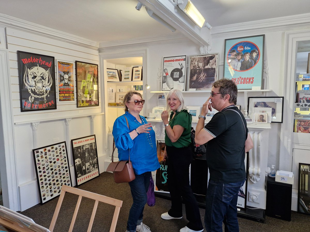 GerryHassan's tweet photo. Day Two of Kirkcudbright Fringe. Naomi Johnson talking abt cycling round the world; Orchre Gallery on High Street &amp; its sale of alt music posters; eco-campaigner  Alastair McIntosh with Laura Moodie; and Alan Bissett  talking to S5 &amp; S6 year pupils at the Academy. HT @KBTfringe https://t.co/buG0KQ12tR