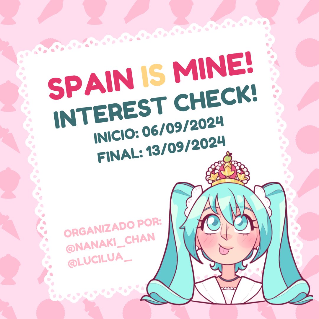 Bienvenides a Spain Is Mine! Un fanzine digital gratuito para recopilar las Hatsune Miku españolas creadas estas semanas, obras nuevas y otras aportaciones inspiradas por el trend de Miku Brasil.  

Abrimos nuestro INTEREST CHECK!💙👇
