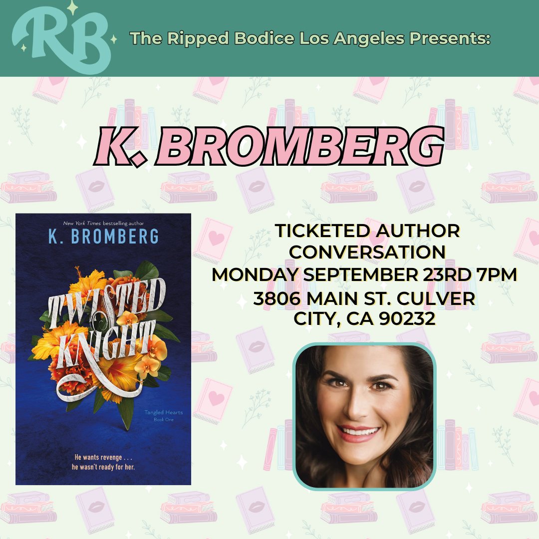 My California peeps! (Or any peeps, lol)
Look where I'll be to celebrate the release of Twisted Knight.

LINKS:
For tickets to the event:
e.sparxo.com/K-Bromberg-Twi…
For signed books: therippedbodicela.com/product/twiste…