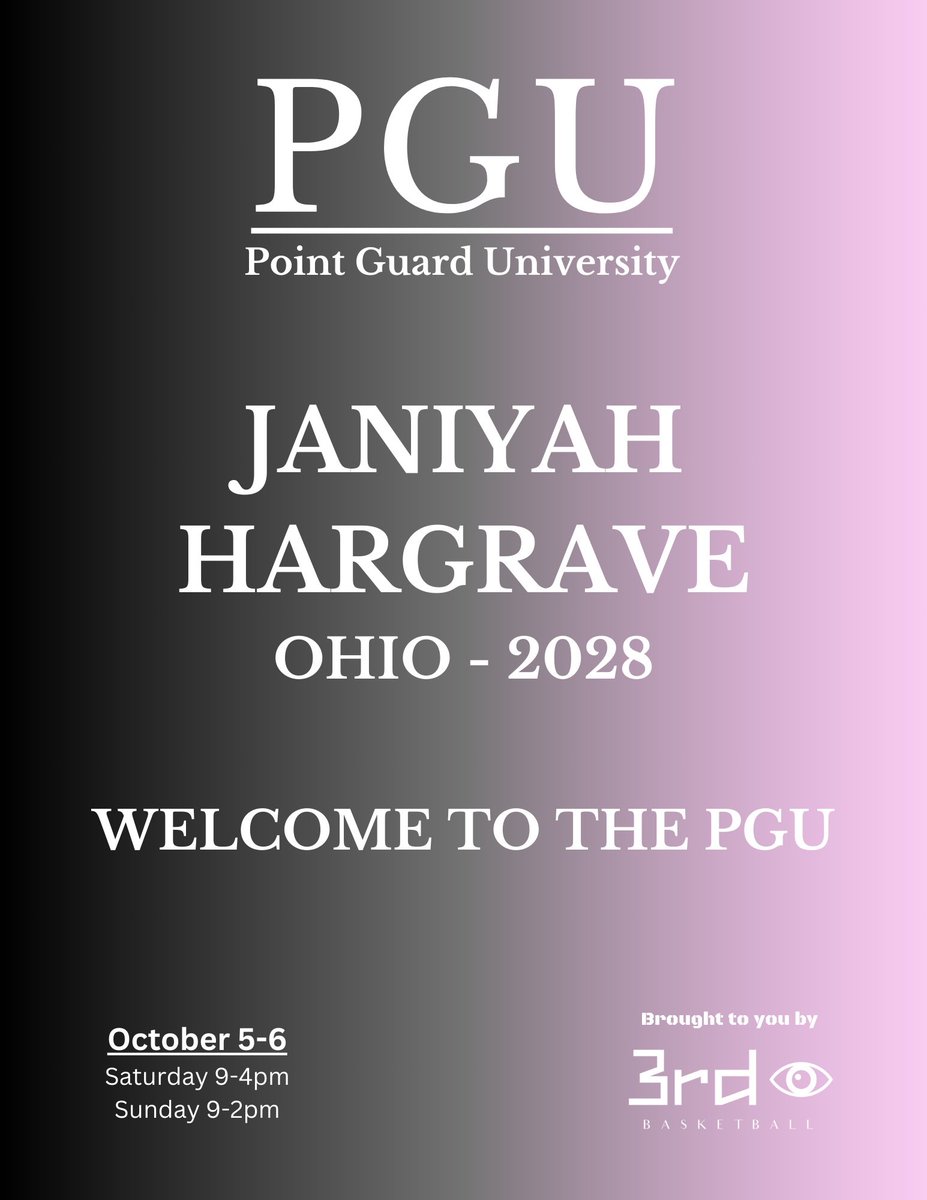 Welcome to the PGU Janiyah Hargrave! <a href="/JaniyahBaller10/">Janiyah Hargrave</a> #3rdIPGU #CourtLife #3rdIBasketball