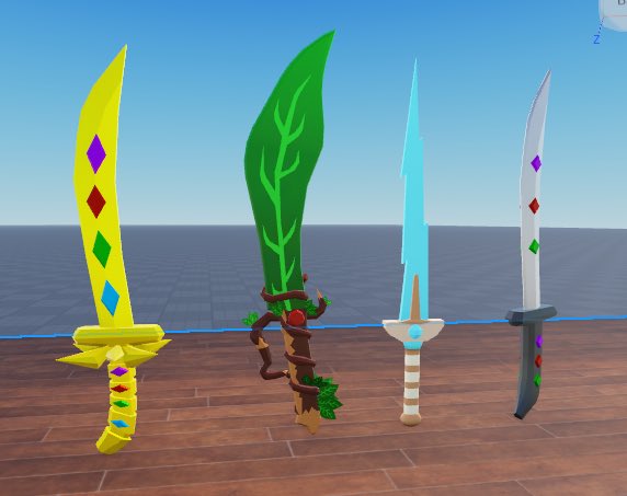 Ch19hamada's tweet image. Roblox swords ( leaf, gold, Voltaic and ordinary) these are all top tier ones and they each one of them have 3 levels below. [we give a guarantee that all our models are optimised and has very good textures and topology] #RobloxGames #RobloxDevs #robloxweapons #gamedevs