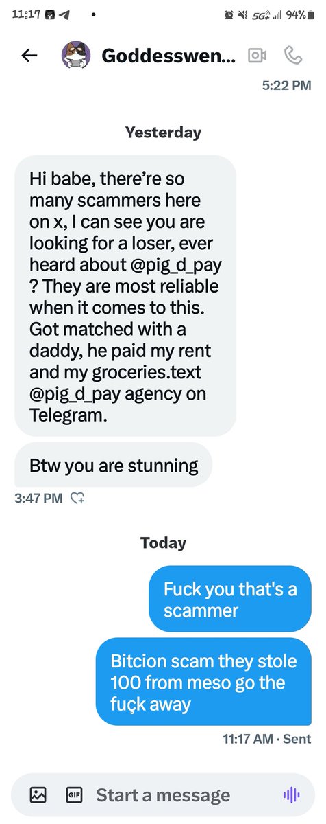 Prettykitsune0F's tweet photo. Noobies share 
 DO NOT FALL FOR THIS CRAP🖕🏻🖕🏻
THIS "COMPANY" is lies and keeps changing user on Telegram 

#scam #paypigscam #sugardaddyscam #findom https://t.co/phrXu4dHHE