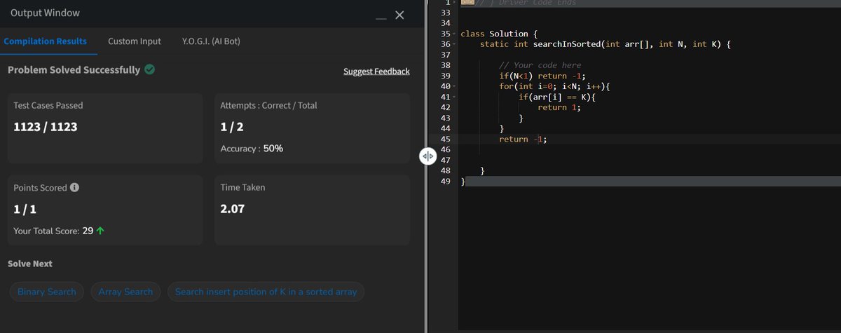 Vvishal_Parihar's tweet image. 🚀Day 6/100 of #100DaysOfCode! 
Solved linear Search in an array and leetcode question no-283 📷 #leetcode #StriverA2ZDSA