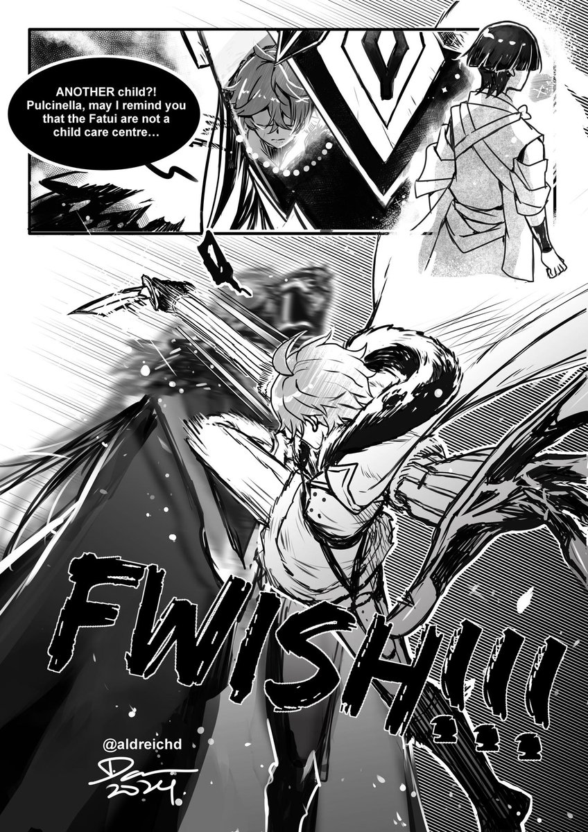 "The First of the Eleven Fatui Harbingers"

Part 2 of the fan comic which I decided to name [Protégé]! 

#Hoyocreators #GenshinImpact  #HelloNatlan 