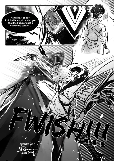 "The First of the Eleven Fatui Harbingers"

Part 2 of the fan comic which I decided to name [Protégé]! 

#Hoyocreators #GenshinImpact  #HelloNatlan 
