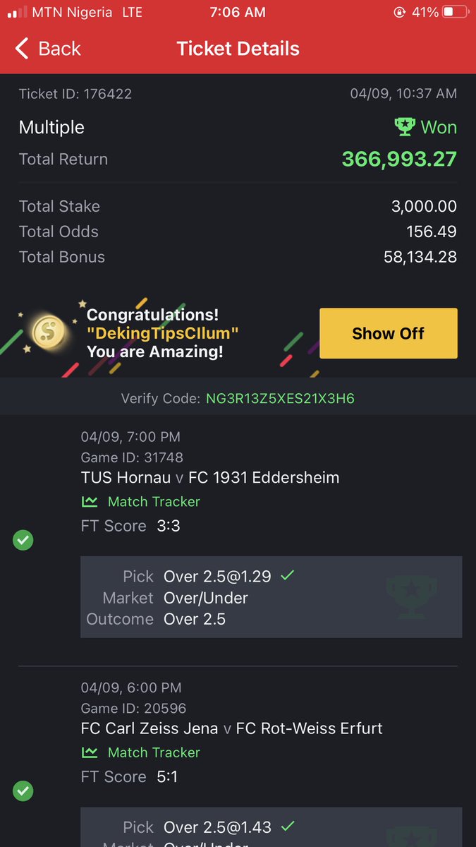 DekingTips's tweet image. Just logged in to sporty to see over 400k boomed with just 10k total stake
Two days ago 
Thank you Jesus 

156 odd boomed
@_spiriituaL @Ekitipikin @MaziSimon @optimum_ayo @iam_DjBigShot @BigBankzie