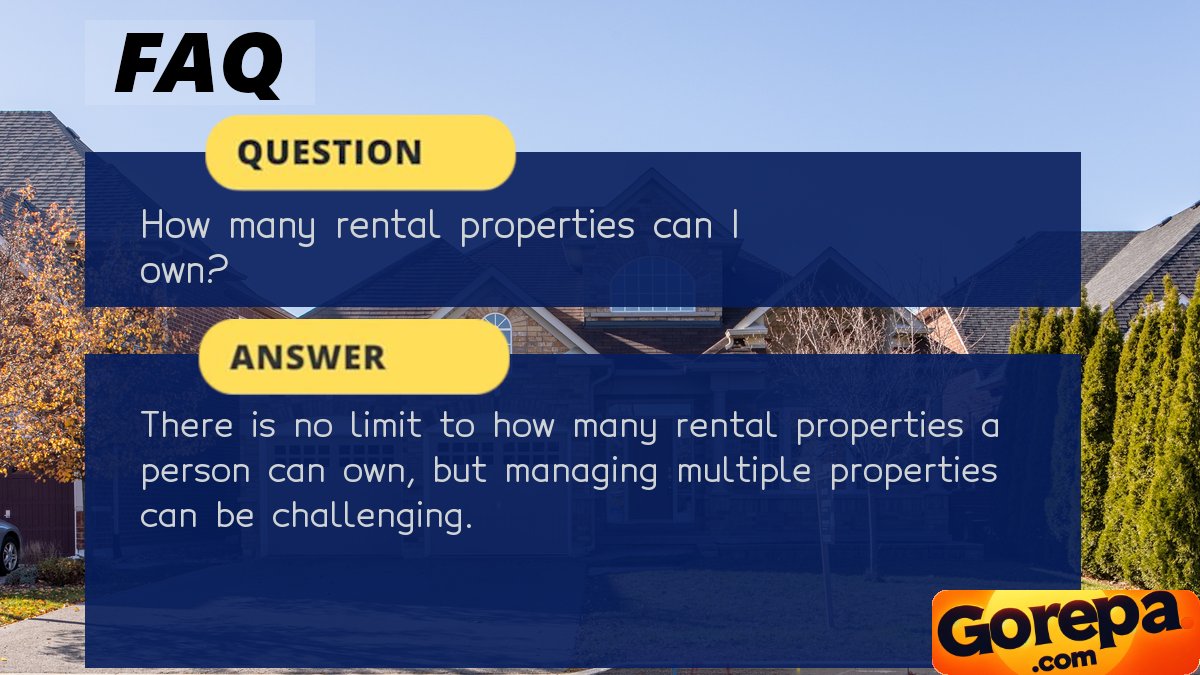 There is no limit to how many rental properties a person can own, but managing multiple properties can be challenging.

gorepa.com

#RentalProperties #homebuyingadvice #detroitrealestate #phoenixrealestate #realestate101 #homeownership #fixandflip