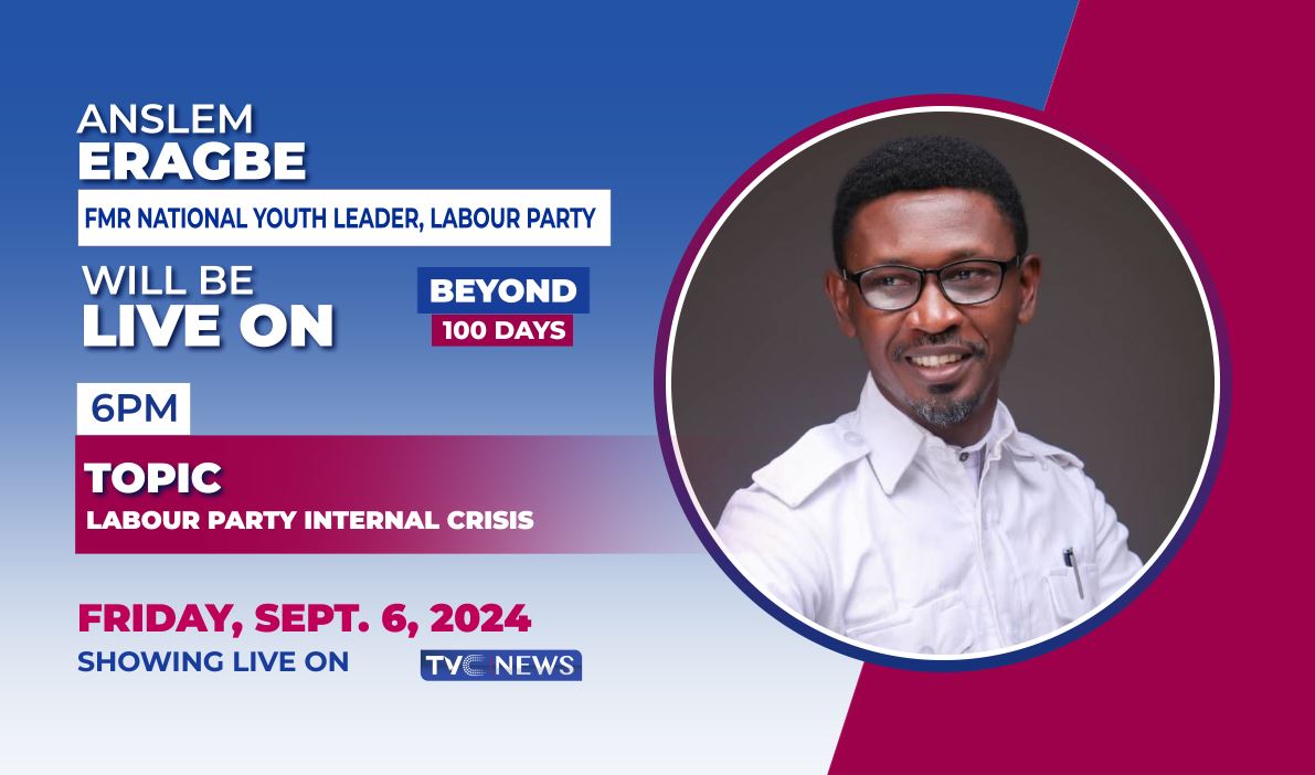 Join us for another interesting edition of #beyond100days on #TVCNews

Today's show is not one you want to miss😀

Watch live at 6pm on Dstv Ch. 418, Gotv Ch. 25, Startimes Ch. 307, Sky Ch. 524, PlayTV Ch. 801, and our YouTube channel @tvcnewsnigeria as our guests, Funke Awolowo