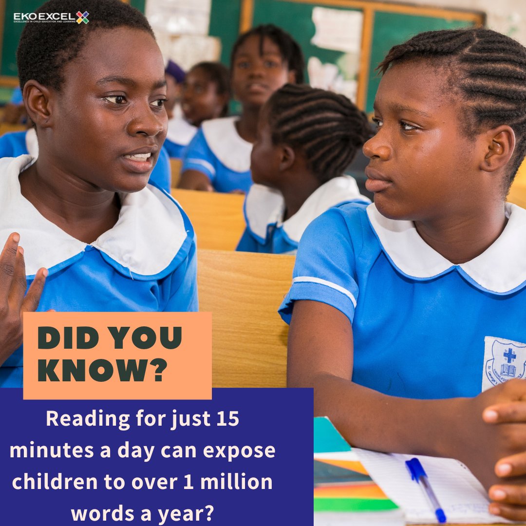 EKOEXCEL_NG's tweet image. Fun facts Friday!

Did you know that reading for just 15 minutes a day can expose children to over 1 million words a year?

How many books have you read this year?

Reply below! 👇

For more information about the #EKOEXCEL programme, please visit ekoexcel.ng