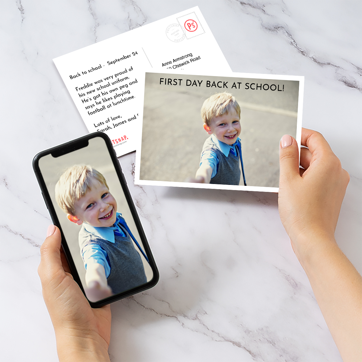 PostSnap's tweet image. Preserving the precious moments of your little ones' first day of school ✨ 

Create personalised postcards with photos of your children in their new school uniforms, perfect for sending to friends and family.

Send a postcard and share with loved ones &amp;gt; bit.ly/46rydxu