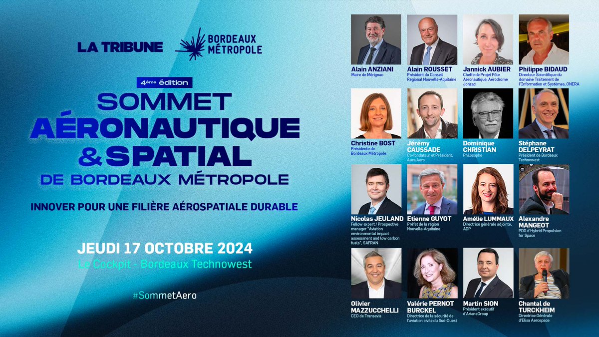 ✈️ Le 17 octobre, plongez au cœur des innovations qui transforment l’industrie aérospatiale lors du #SommetAero. 

Cette journée dédiée à l’innovation réunira dirigeants d’industrie, chercheurs et grand public autour des grands défis de la filière aéronautique, spatiale et de